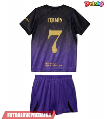 Lacne Dětský Futbalové dres Barcelona Fermin Lopez #7 2026-27 Krátky Rukáv - Preč (+ trenírky)